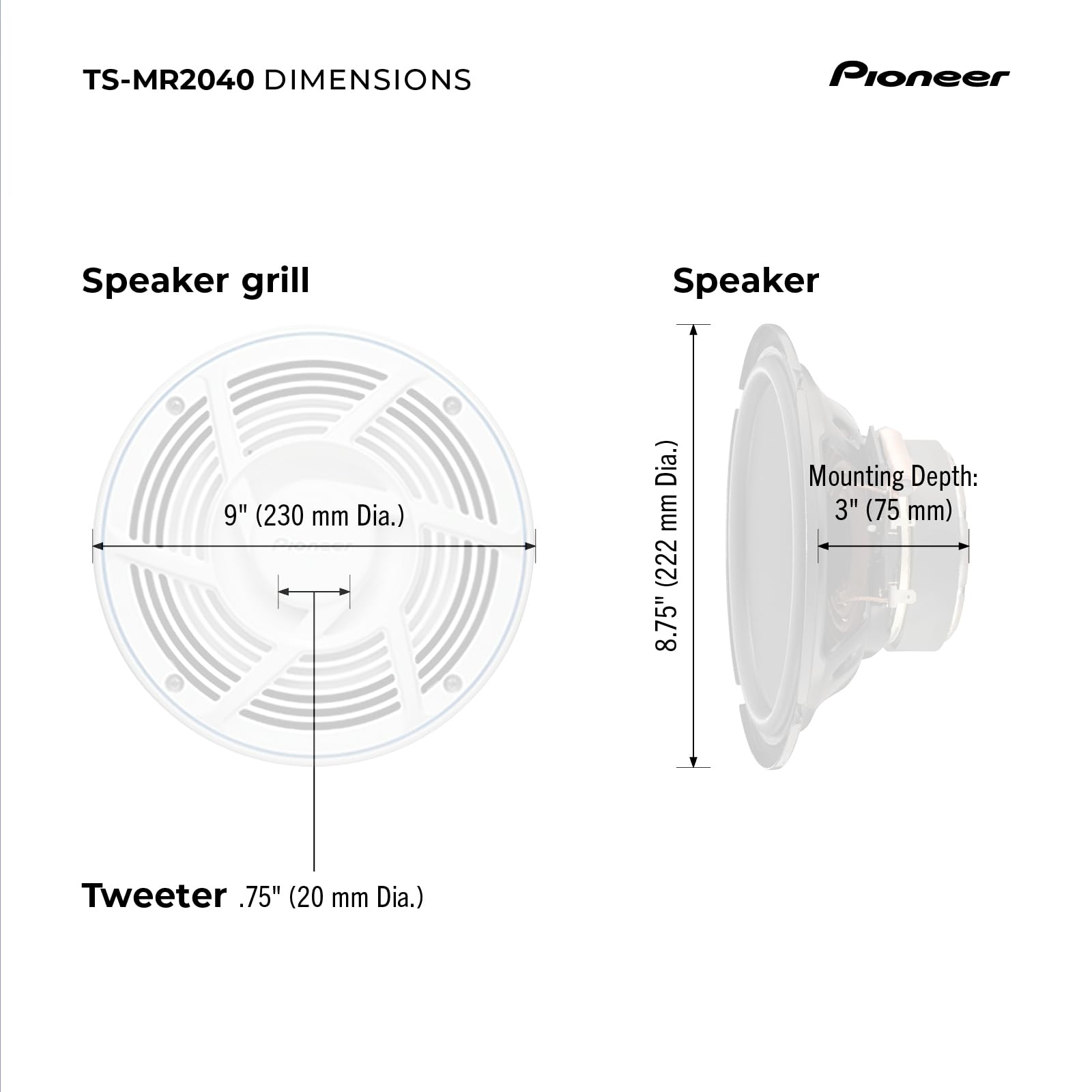 Amazon.com: Pioneer TS-MR2040 8” Speakers (Pair) – 200W Max, Water