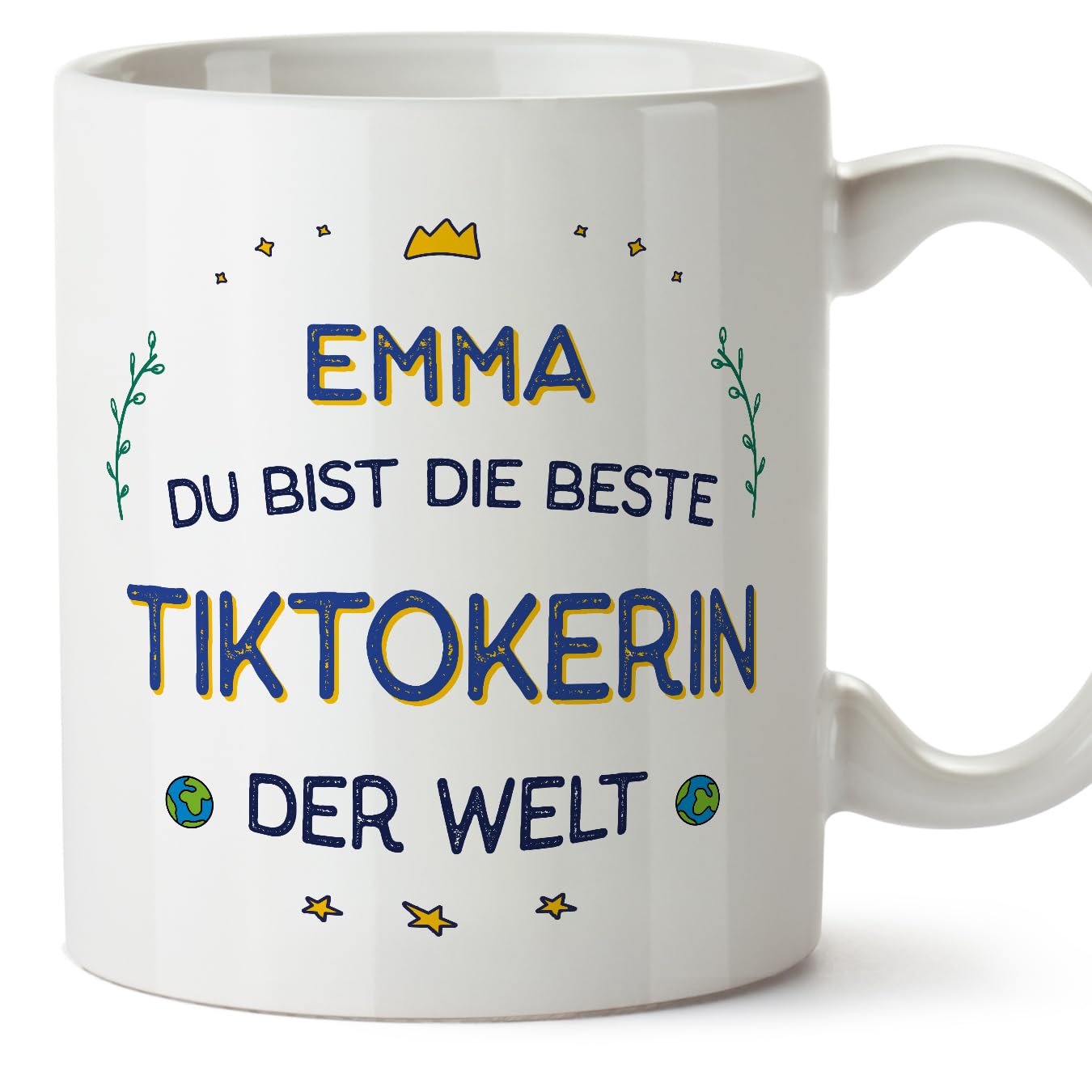 MUGFFINS Personalised Mug for TIKTOKER Woman - in German - Beste der Welt - Funny Custom Gift for Colleagues - Ceramic 11oz Mug