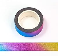 Vista 2 de Syntego Cinta adhesiva Washi de papel de aluminio sólido, 0.591 in x 32.8 ft (estrellas holográficas plateadas)