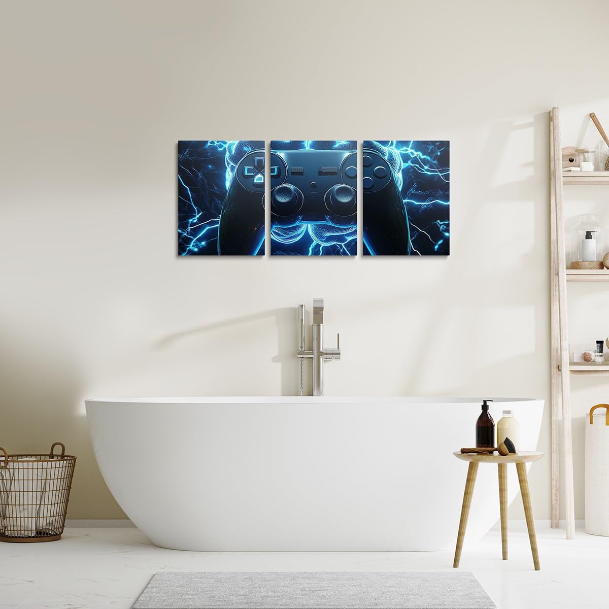 Loussiesd Juego de 3 pósteres para videojuegos, juego de imágenes de pared con cerebro rayo, juego de decoración para sala de juegos, imágenes decorativas para habitación de niños, decoración en