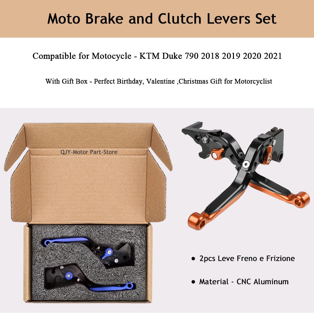 QJY-Motor Part-Store Motorrad Einstellbar Bremskupplungshebel CNC Aluminium für Duke 790 2018 2019-BKBKOROR