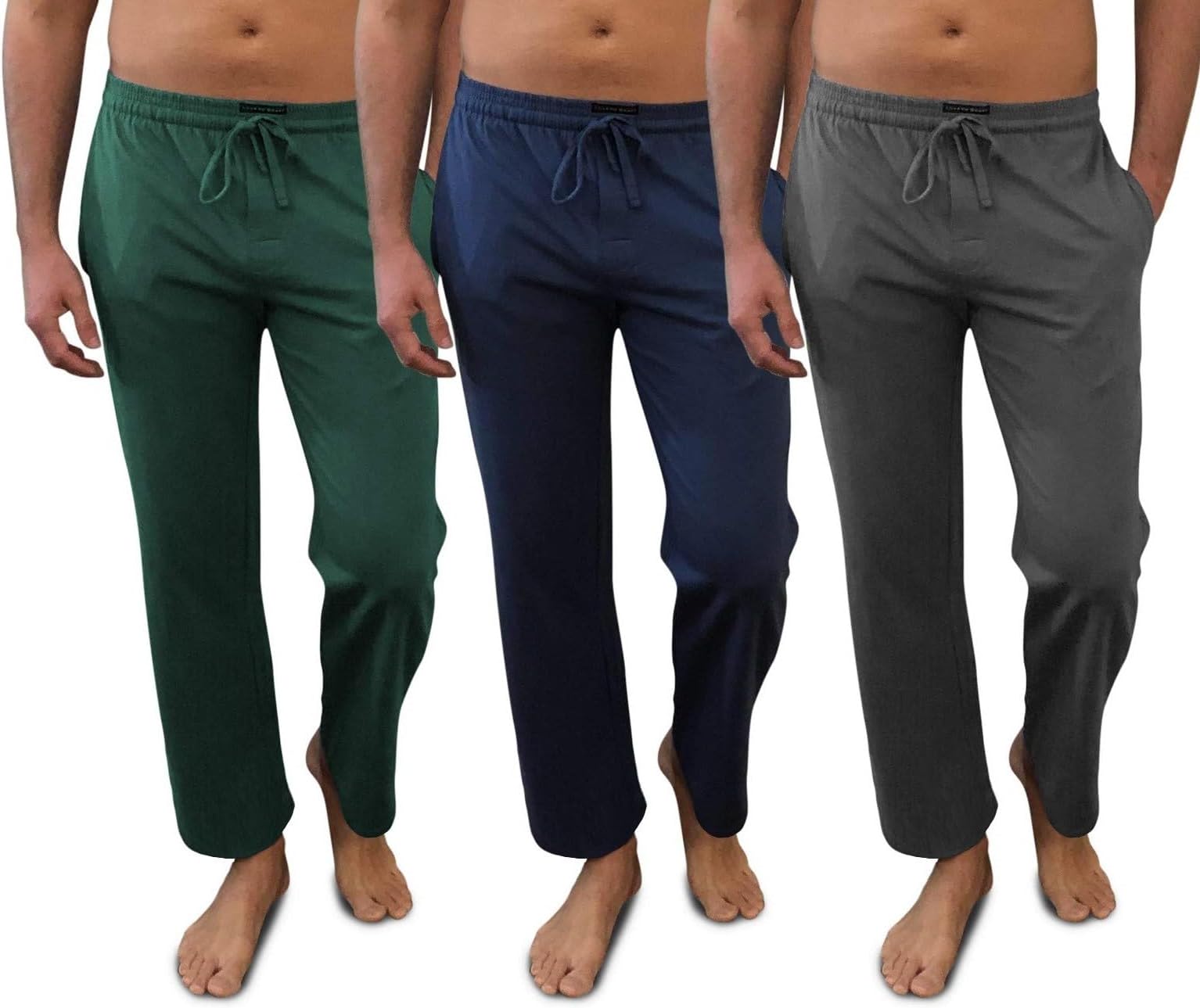 Andrew Scott Men's Pack of 3 Soft & Light 100% Cotton Drawstring Yoga Lounge & Sleep Pant