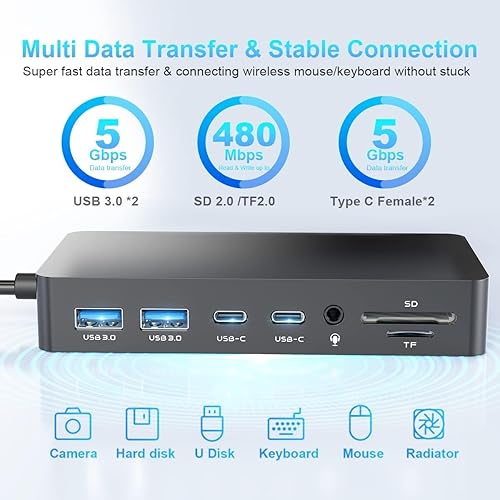 Miniatura 7 de Surface Dock 12 en 1 (2 HDMI + VGA), estación de acoplamiento Microsoft Surface Pro Triple Display, accesorios Surface Pro para Surface Pro 8X76543,