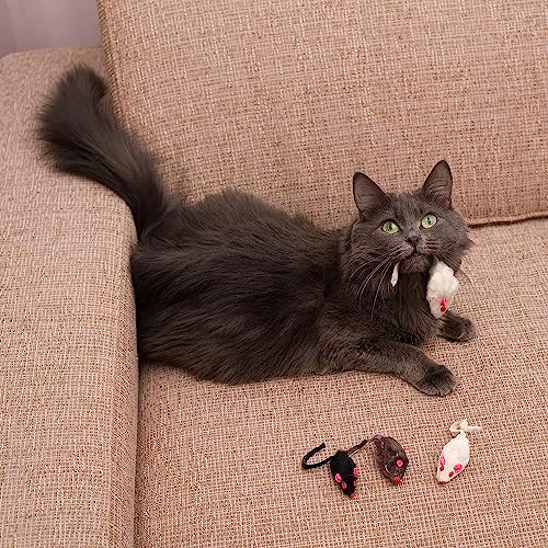 Image of PETS EMPIRE Fun Plush Cat Rats, Cats Hunting Mouse Toys, Bite Proof Cat Toy, Interactive Mice Plush, Kitten Playing Toys Rat, Soft Mouse Toys for Cats, Kittens - 2Pcs (Color May Vary)