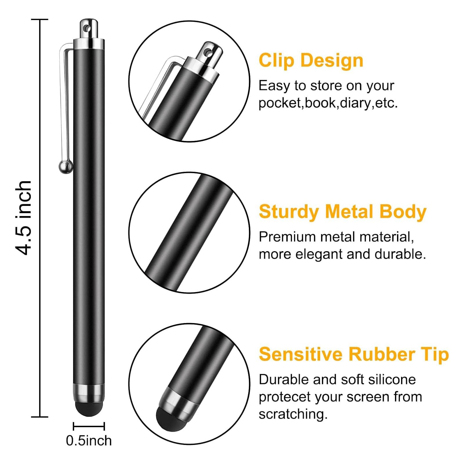 Pennino capacitivo per touch screen con portapenne, penna stilo per bici e moto, con cinturino a molla anti-caduta, alta precisione e sensibilità, compatibile con i guanti per iPad, iPhone, Android