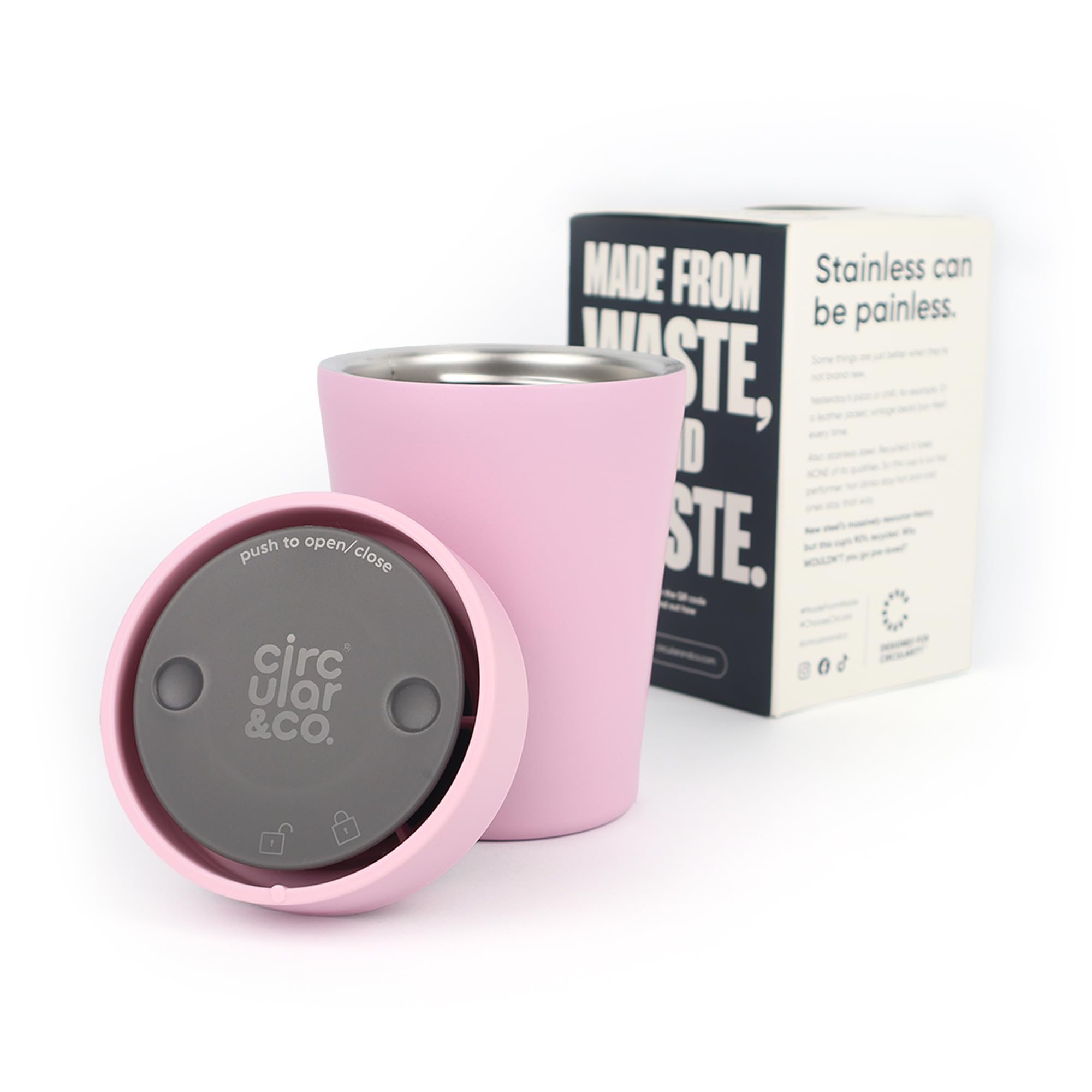 Circular&Co 8oz / 227ml Stainless Steel Travel Mug – Reusable Thermal Coffee Cup – Leakproof, Insulated & Barista Friendly Eco Mug for Everyday Use - Dusk Pink — image 1
