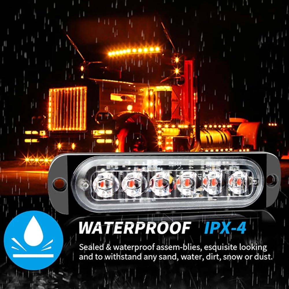 Lot De 6 Flashs LED D'urgence Bleus – 12-24V, 6 LEDs, 18 Modes – Pour Camion, 4x4, Voiture, Chantier