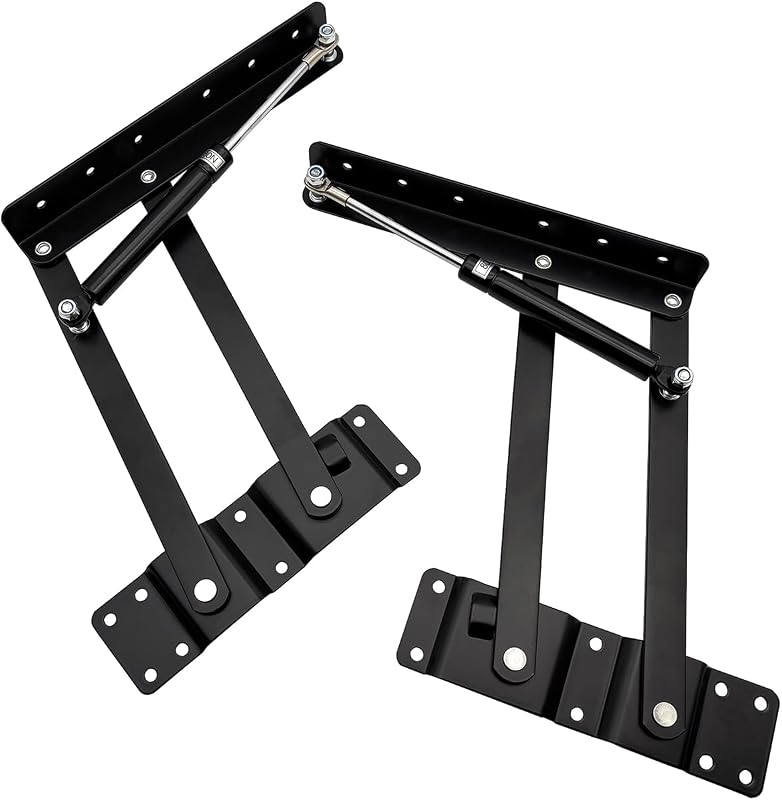 2 PCS Folding Lift Up Top Coffee Table Hinge with Screws, 80N Folding Hinge Rack Mechanism Bracket Lifting Frame Desk, Gas Hydraulic, Black