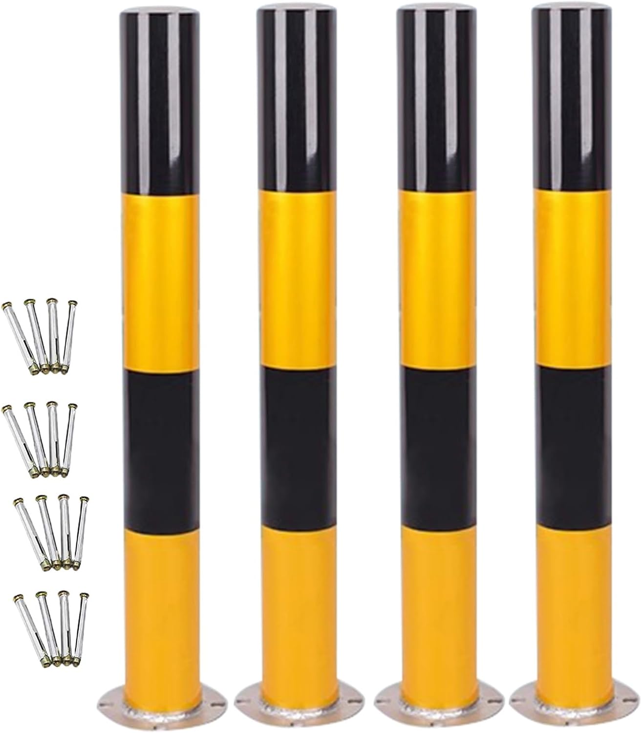 Heavy Duty Steel Pipe Safety Bollard High Visibility Reserved with Installation Holes for Parking Lots, Entrances, Sidewalks