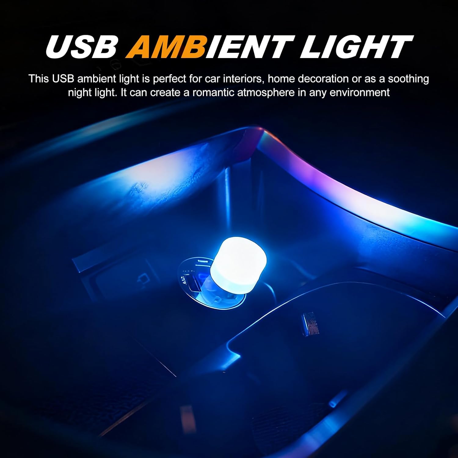 5 PCS USB Plug Lights, Mini LED Car Ambient Lighting, Small Round Light Night Lamp, Universal Portable Decorative Lights for Bedroom, Hallway, Bathroom, Kitchen (Multicolored)