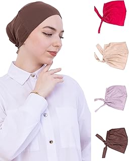 4 piezas de hiyab para mujer, turbante de bufanda para la cabeza, gorro musulmán de algodón, sombrero islámico, accesorios para oración