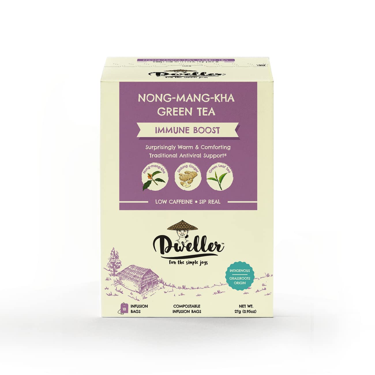 Sponsored Ad - Dweller, Nong-mang-kha Ginger Green Tea, Traditional Remedy, Tea Bags, 18 Count (Pack of 1)