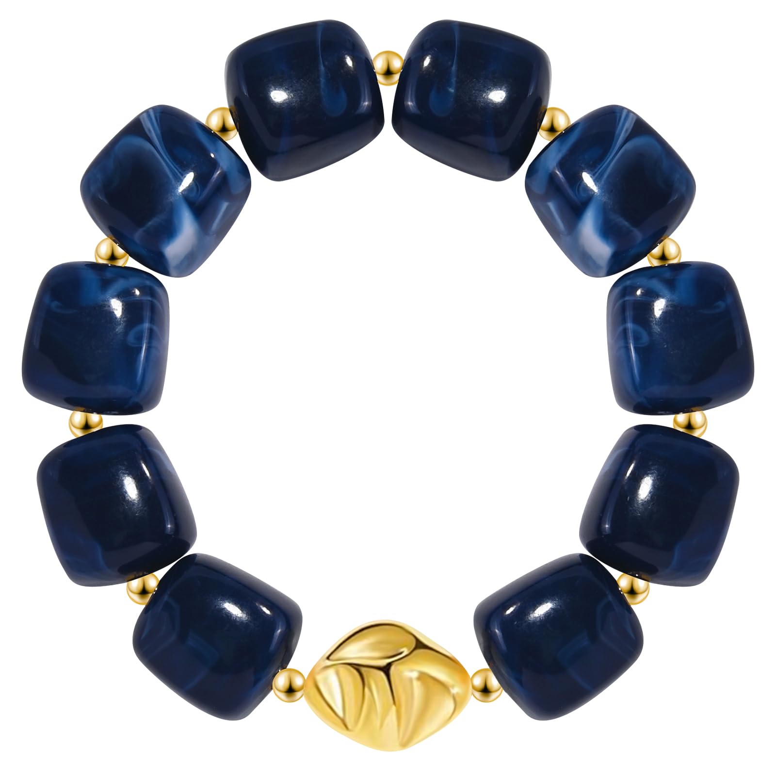 Braccialetto con perline grosse da donna, multicolore, con grandi perline in resina acrilica, elastico e allungabile, braccialetti alla moda e di tendenza, gioielli boho per vacanze estive al mare.
