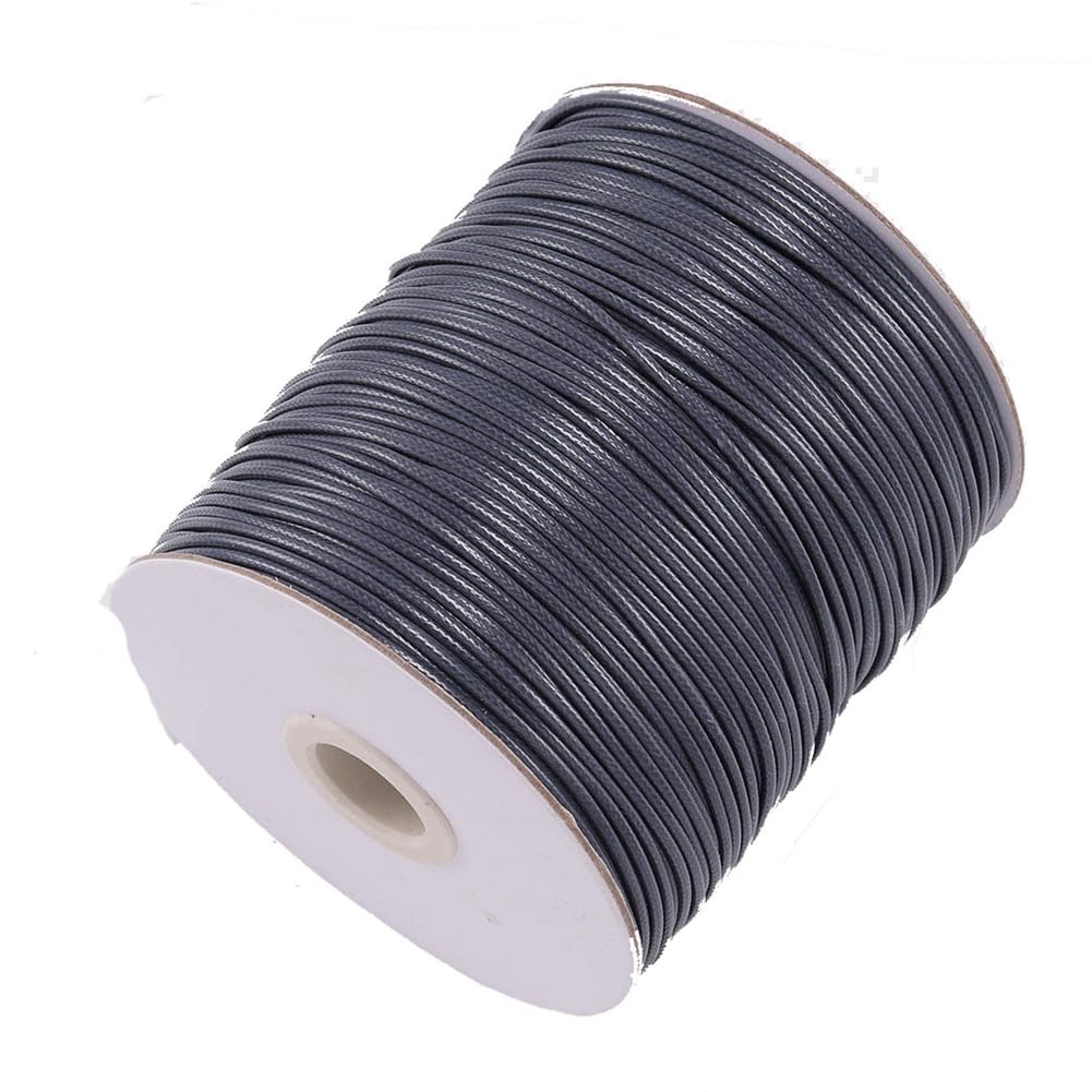 Woskowany sznurek 50 x 5 mm, pleciony, woskowany poliestrowy sznurek ze sztucznej skóry, woskowany sznurek do koralików, kolorowy sznurek, bransoletki woskowane, do produkcji biżuterii, do samodzielnego szycia, ciemnoszary