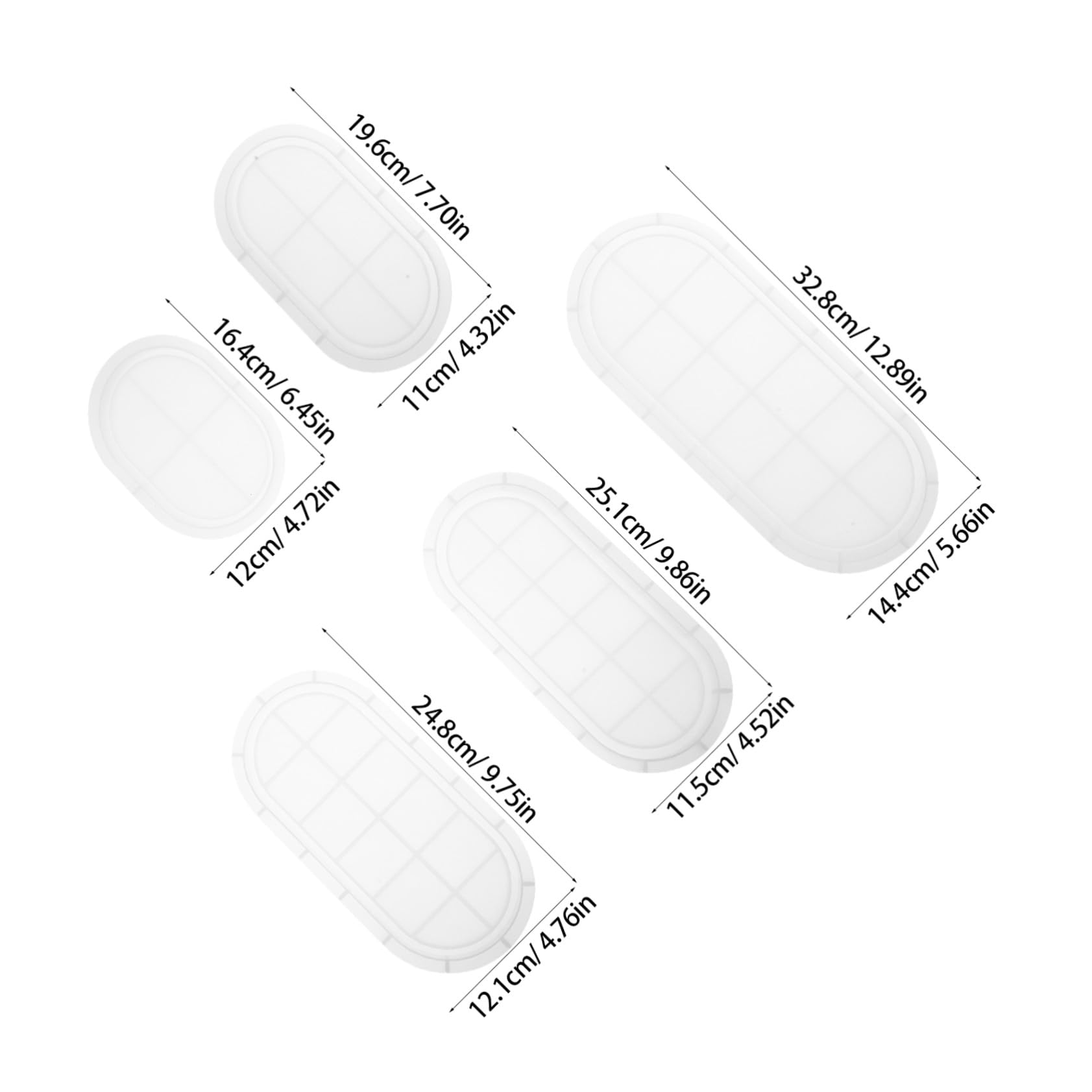 TEHAUX 5 Pezzi Stampi in Silicone Ovali per Resina Epoxy Vassoio Gioielli e Portaoggetti Flessibile e Riutilizzabile Adatto Artigianato Fai da Te e Creazioni Uniche
