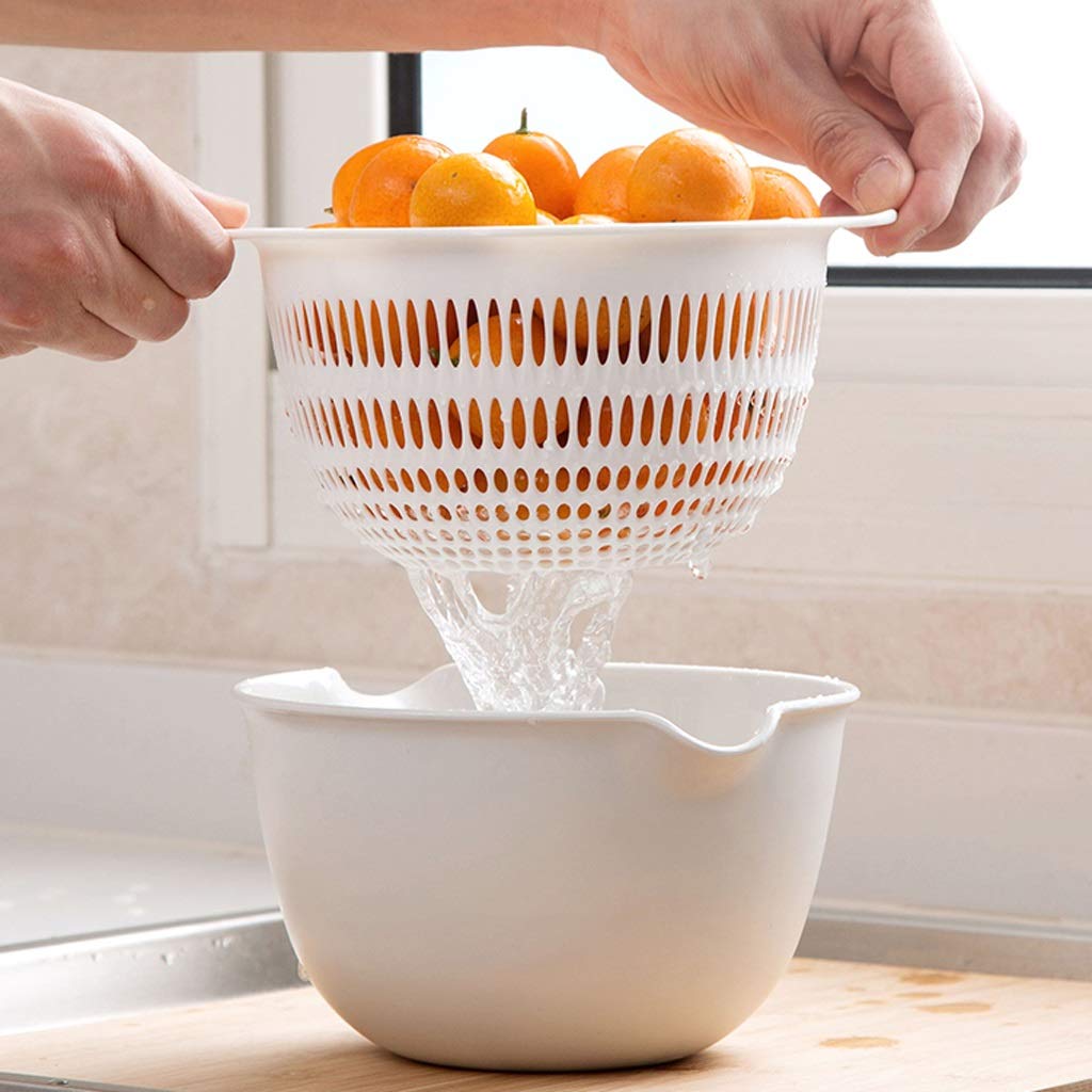 Cedzak Sitko Durszlak Zestaw durszlaków Domowy dwuwarstwowy plastikowy filtr Durszlak/Sitko, Durszlak do makaronu, warzyw i owoców z podwójnymi uchwytami i głęboką miską, 3-pakowy durszlak/sito