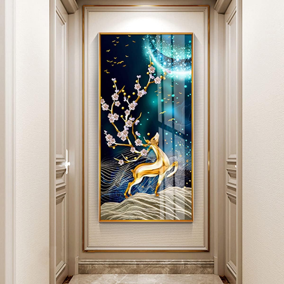 Instarry DIY 5D Diamond Painting Kits Full Drill Sika Deer Cross Stitch Embroidery Wall Decor for Bedroom Living Room 43.3x23.6 inch