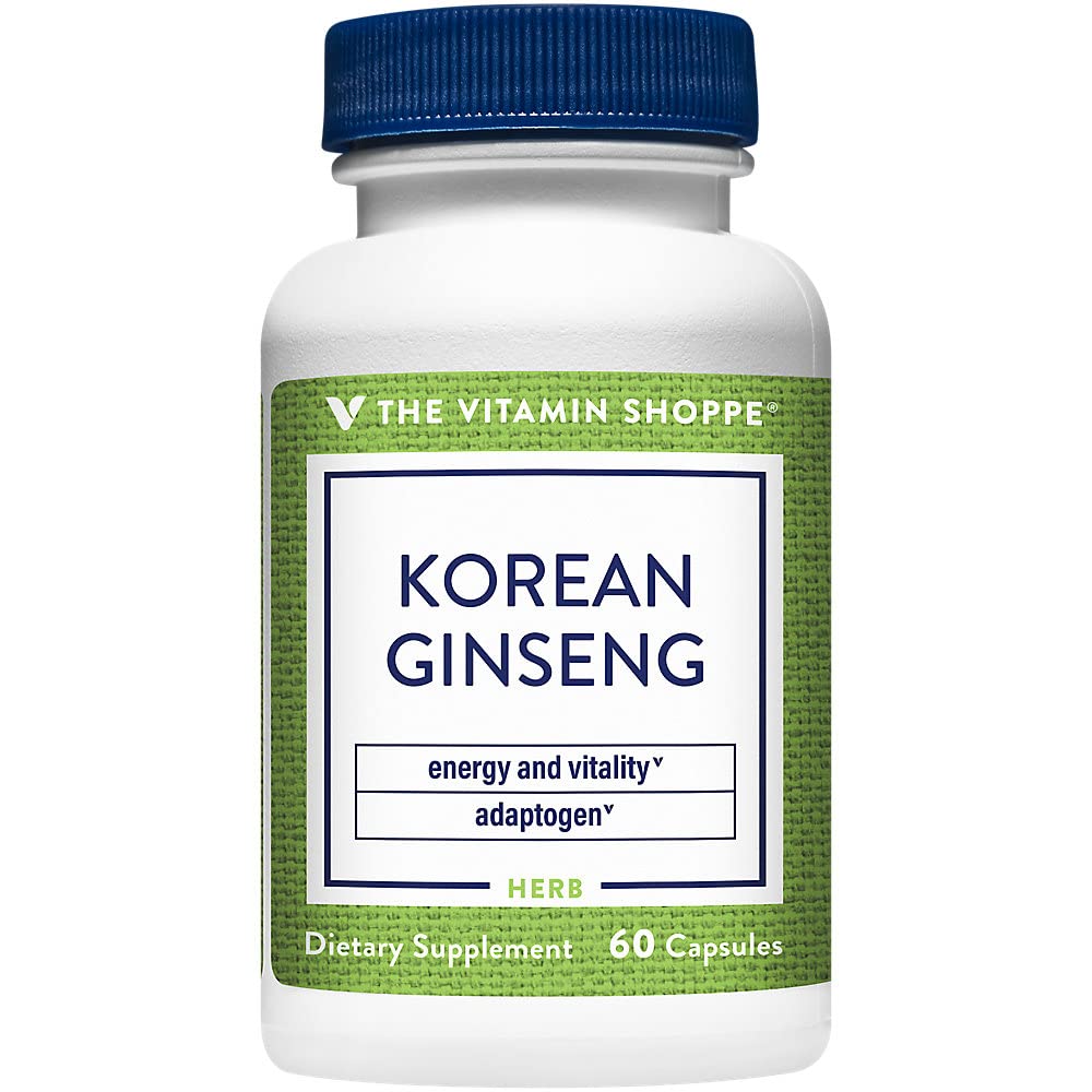 The Vitamin Shoppe Korean Ginseng Whole Root 648mg - Energy Vitality & Stamina | Adaptogenic Herb | 60 Capsules | Panax Ginseng