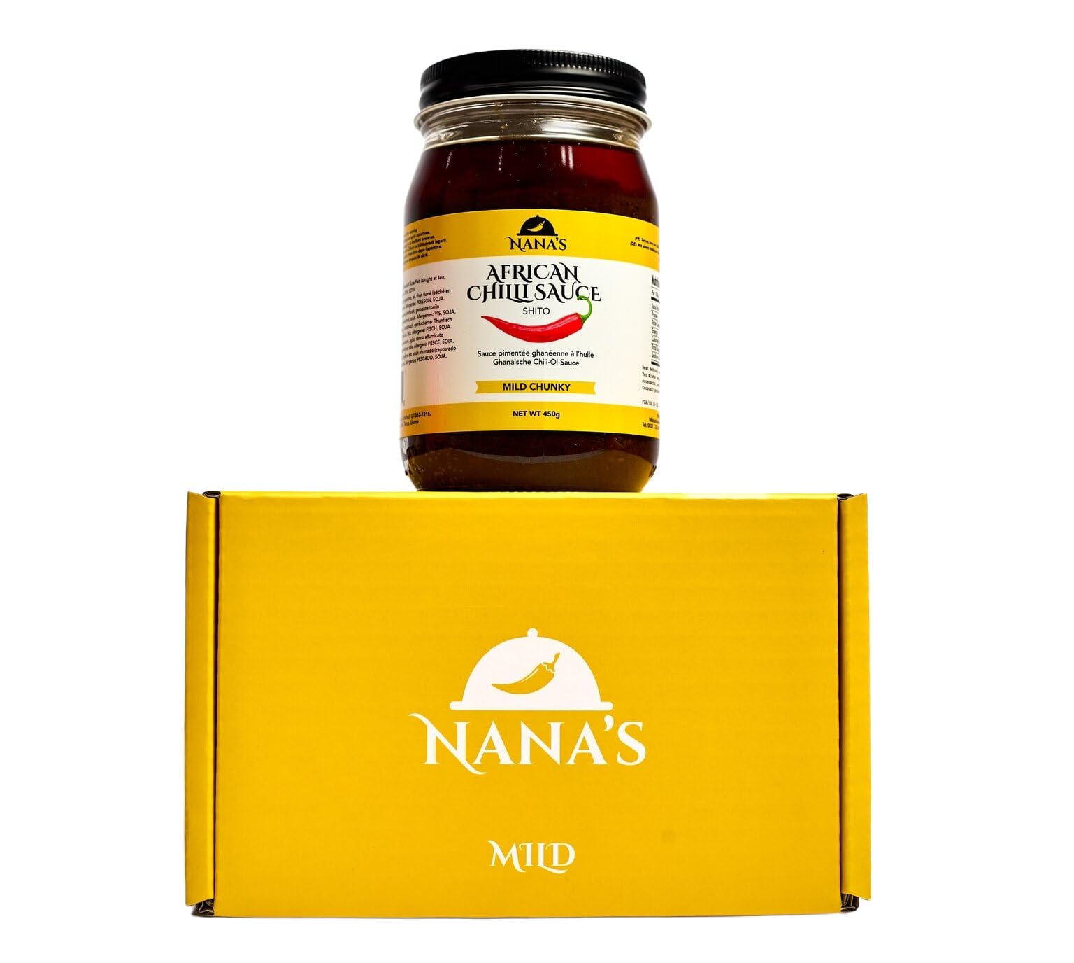 Nana Shito Ghana Chili Sauce - Shito Made with Fresh Chili, Shrimp & Spices, Adds Heat & Flavor to Any Dish, Traditional Ghana Recipe, Resealable Jar,