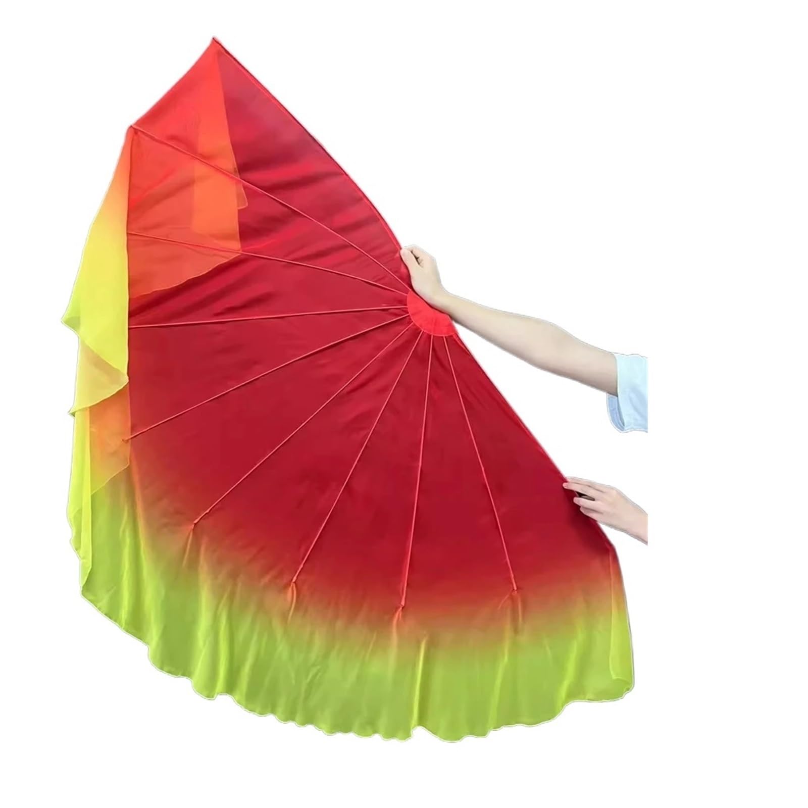 GHHZML Chiffon Fan Veil 2pcs Fishbone Fan Veil Opening Stage Props Chiffon Performance Gradient for Dance(Color 7)