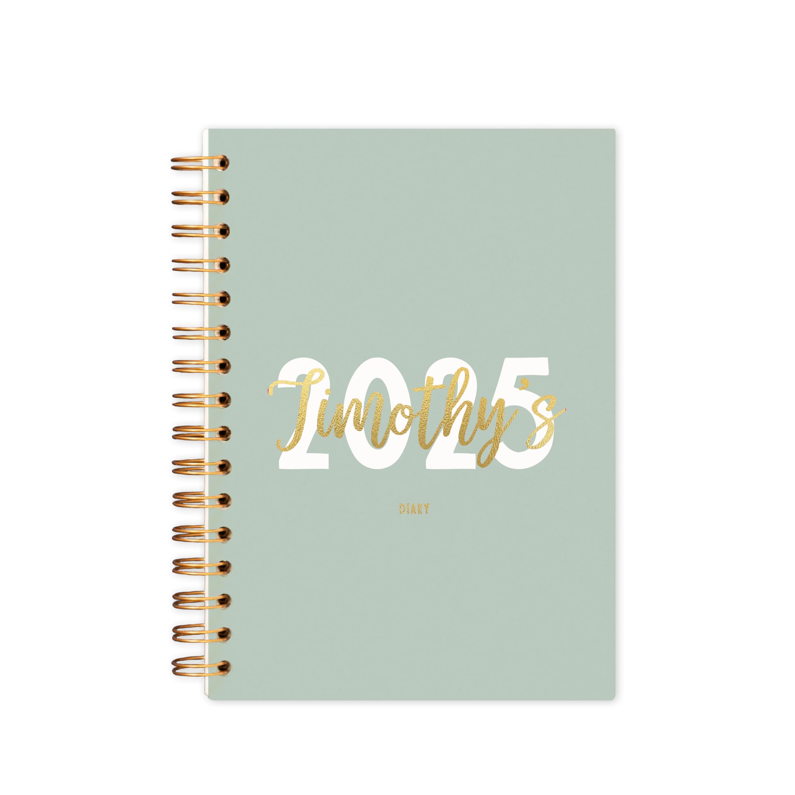 Manta Makes personalised diary 2026 year | week to view gold and navy - green - sage - cerise - pink - lilac | A4 hardback A5 softback | planner 2026 (Sage, A4 Hardback)
