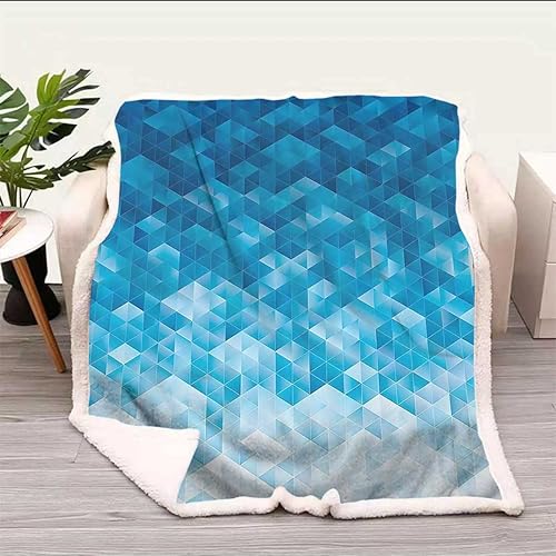 Miniatura 6 de Manta geométrica Cobijas Calientes para Invierno multicolor, suave y acogedora para sofá, cama, sofá, silla, tamaño pequeño, 31.5 x 47 pulgadas