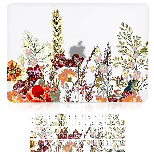 iDonzon Case for MacBook Air 15-inch M5 M4 M3 M2 A3448 A3241 A3114 A2941 2026-2023 Release with Touch ID, 3D Effect Matte Clear See Through Hard Cover & Keyboard Cover, Field Flowers - image 1