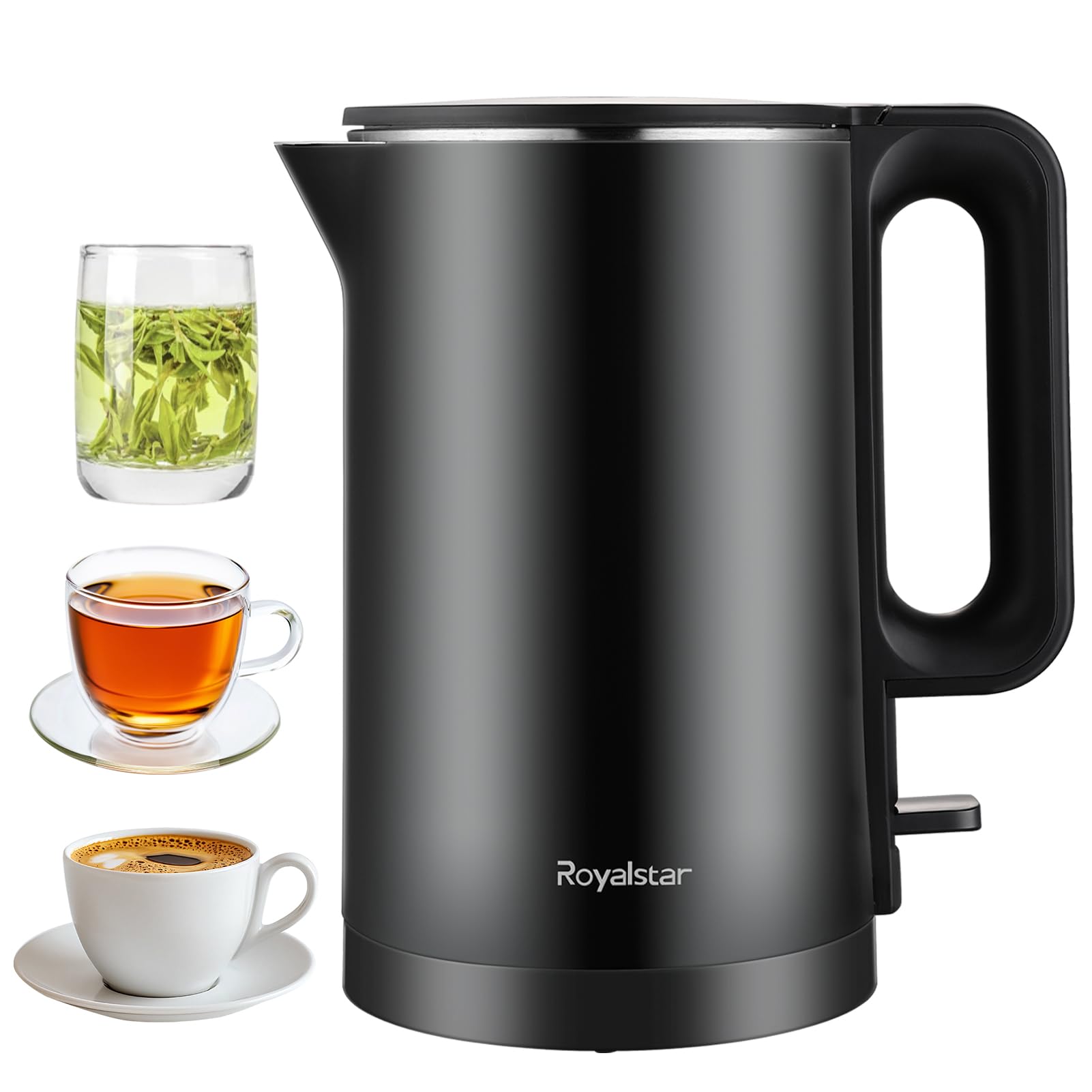 ROYALSTAR 1.7L Electric Kettle Water Boiler Kettle 1500W Power Fast Boil with Auto Cut-off, Anti-Dry-Burn Protection, Separate Independent Base, for Home Office Hotel Restaurant to Make Tea or Coffee