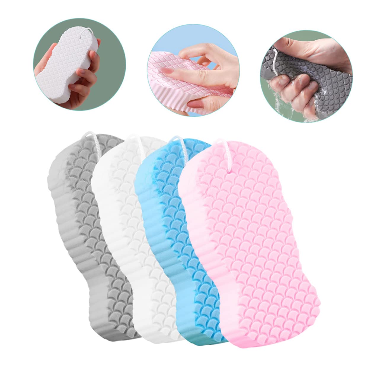 minkissy 20 esponjas de baño esponjas de limpieza para el hogar, accesorios de masaje, cepillo de esponja para baño, herramienta de portátil, esponja para baño, suministro de bebé, toalla de