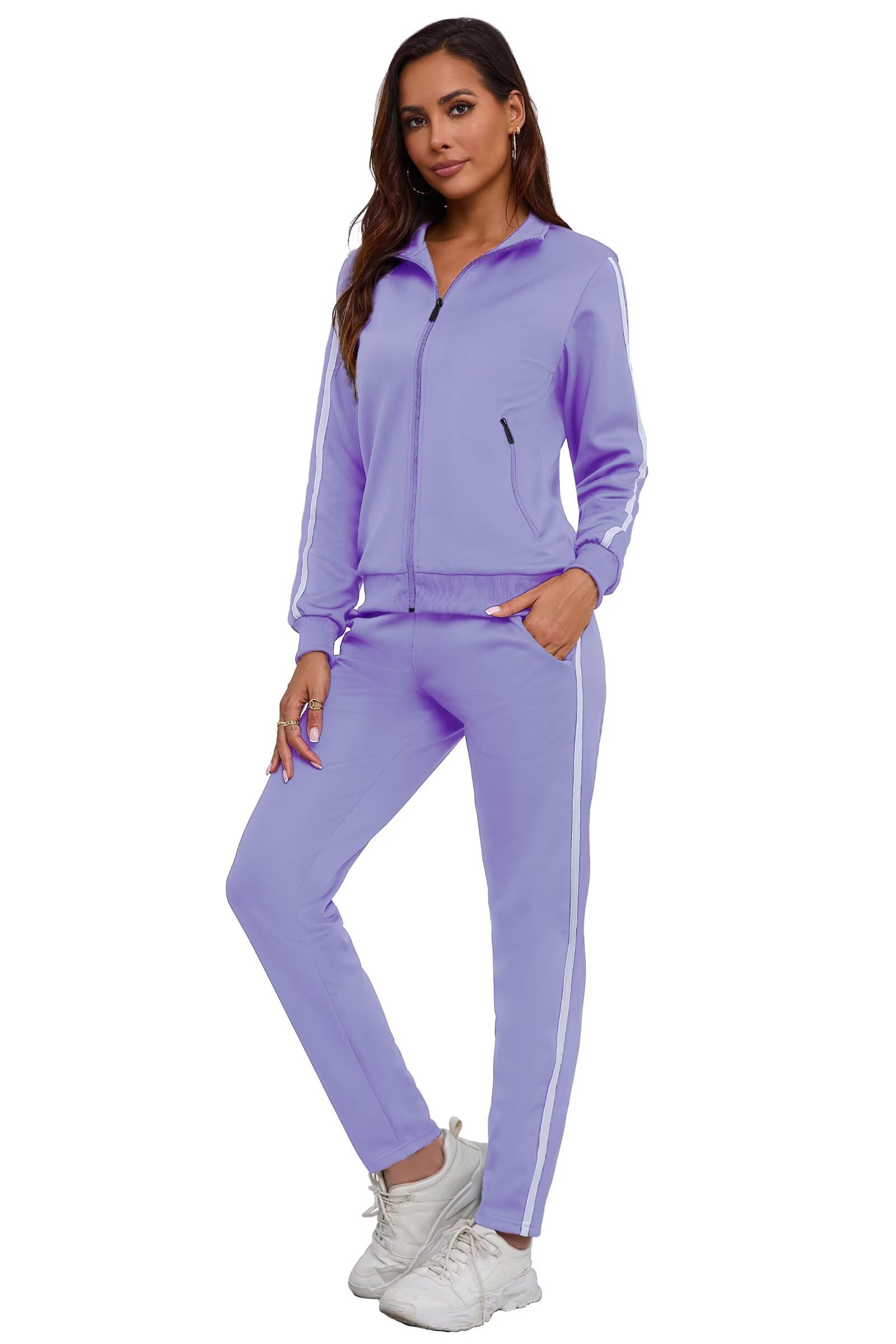 Women's 2 Piece Tracksuit Long Sleeve Track Suits Full Zip Lounge Set Sweatsuits Outfits