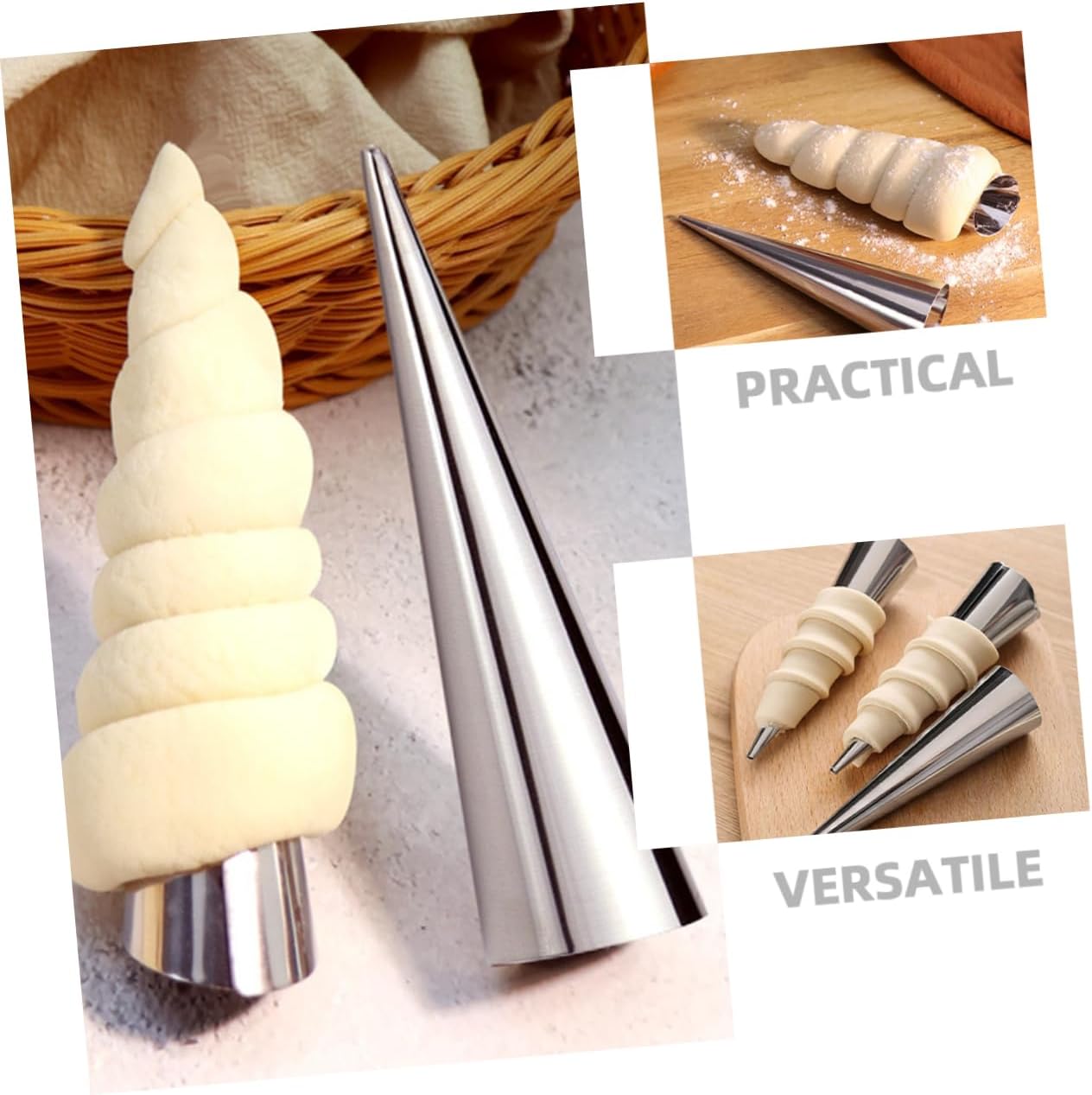 10pcs Stainless Steel Croissant Molds Horn Molds Tube Cone Shapes Easy to Use for Baking