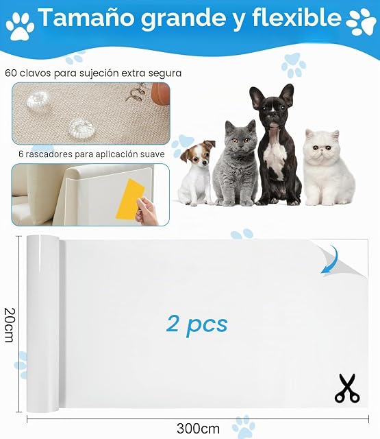 Foto 3 de 7 de Protector para Sofá de Gato, Película Autoadhesiva 2 Rollos 300 x 20cm