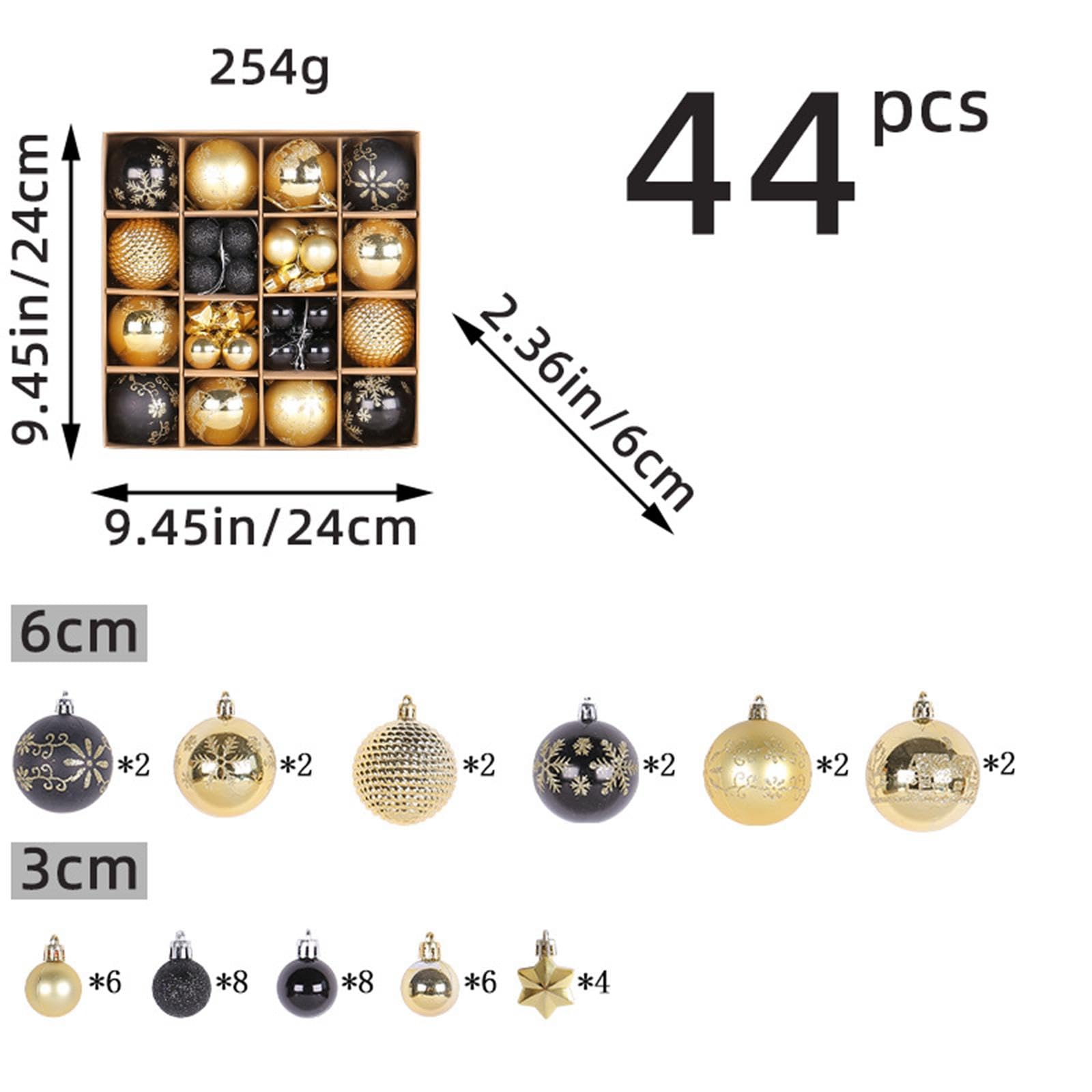 Baoblaze 44 Palline di Natale Decorative, Decorazioni Natalizie da Appendere per La Casa E Il Giardino, Oro Nero