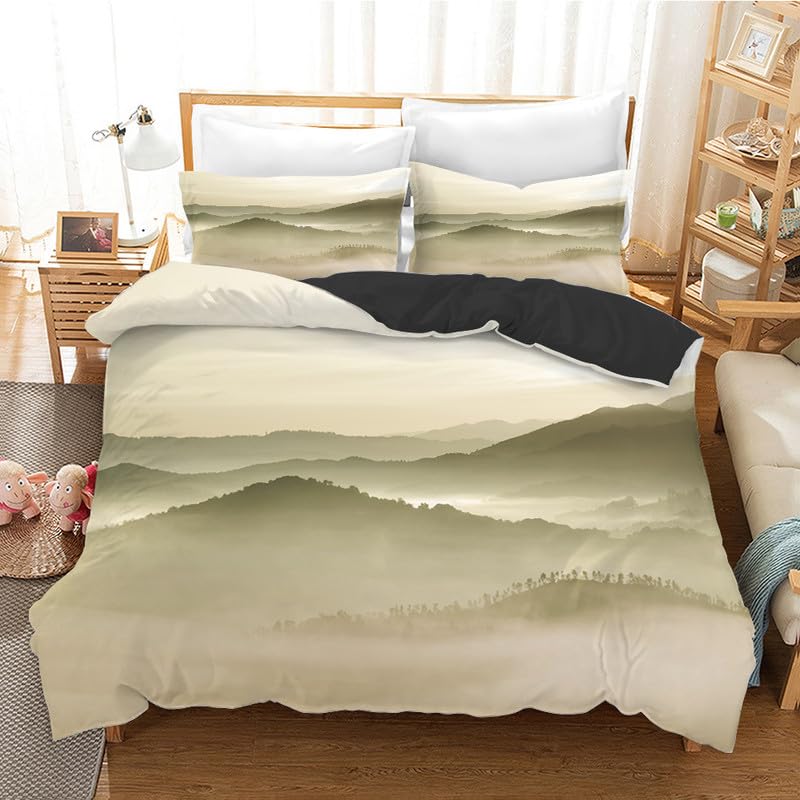 Housse de couette 220x240 simple et parure de lit adulte paysage pour chambre moderne