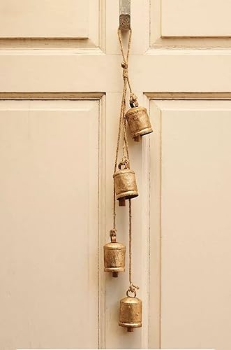 Miniatura 3 de Campanas de vaca vintage hechas a mano, enormes campanas rústicas de la suerte de Navidad para colgar en la pared (diámetro de la campana: 3.0 in,