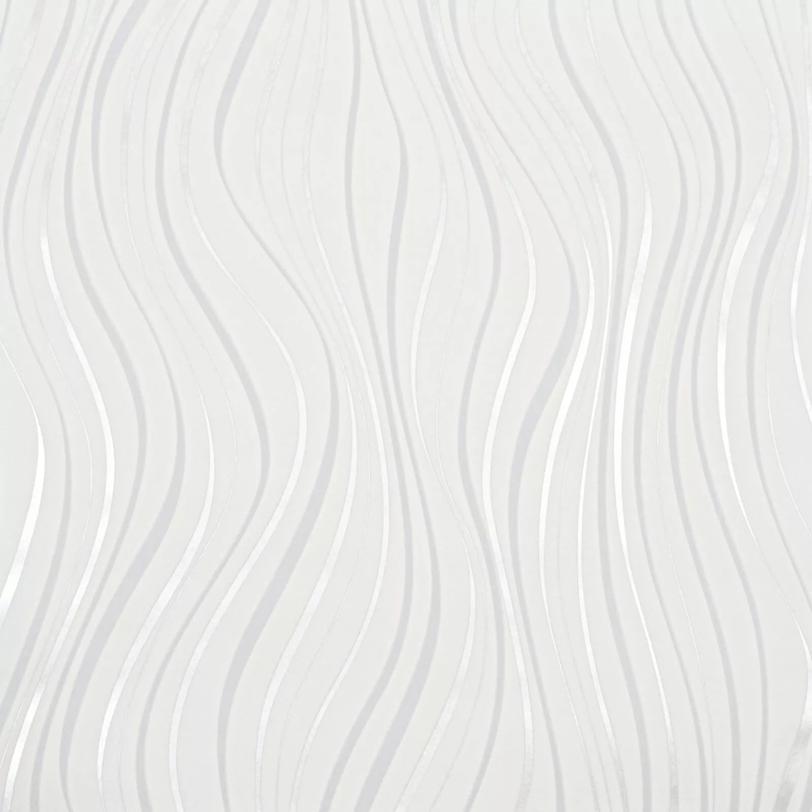 SOPHIE LAURENCE White Grey Wave Wallpaper – Luxury Metallic Shimmer, Textured Vinyl, Paste The Wall, Washable, Strippable (Full Roll)