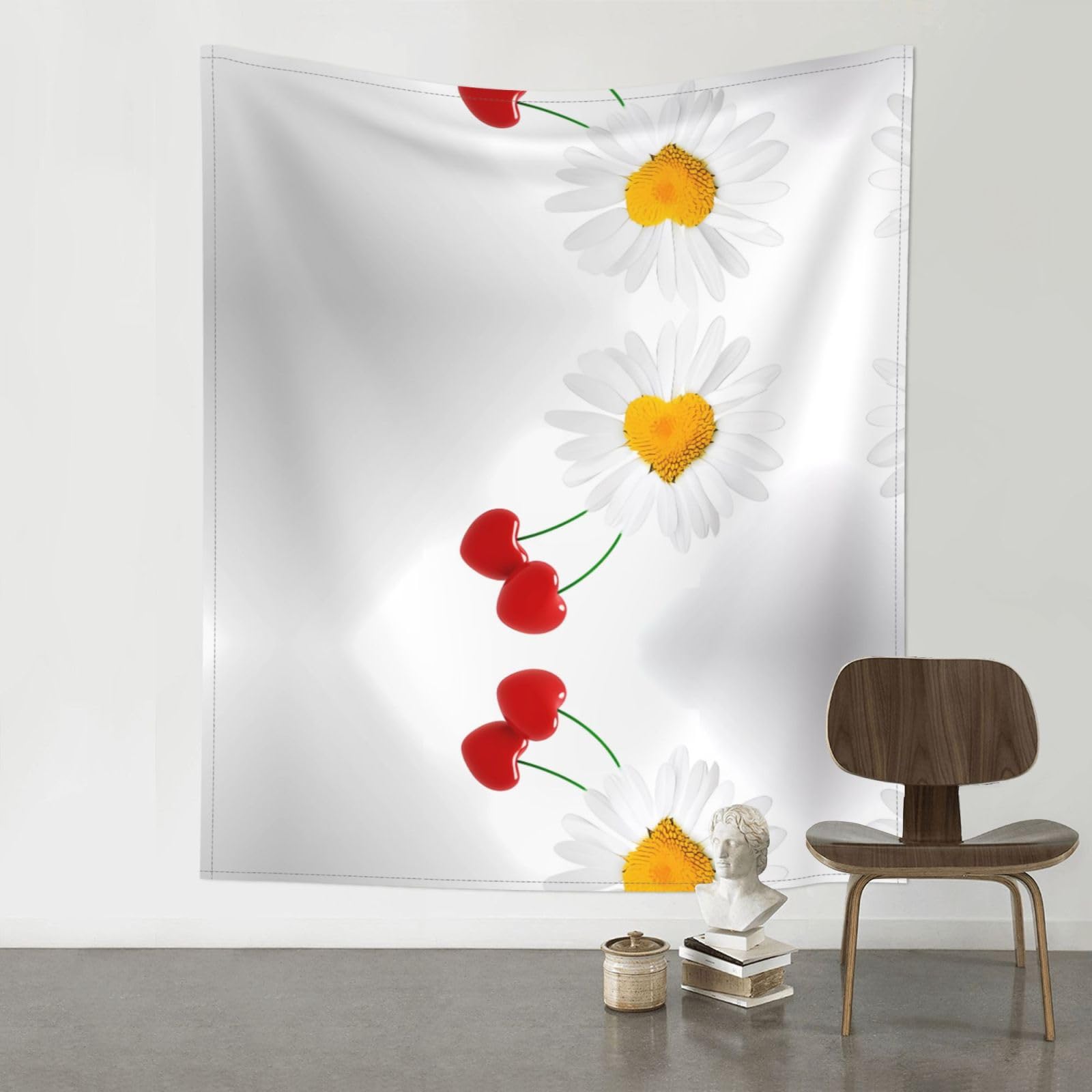 WHJSSF Daisy Heart Love Romance Prints Wall Tapestry 60x51in - Boho Decor Throw for Bedroom, Dorm, Picnic & Outdoor Adventures