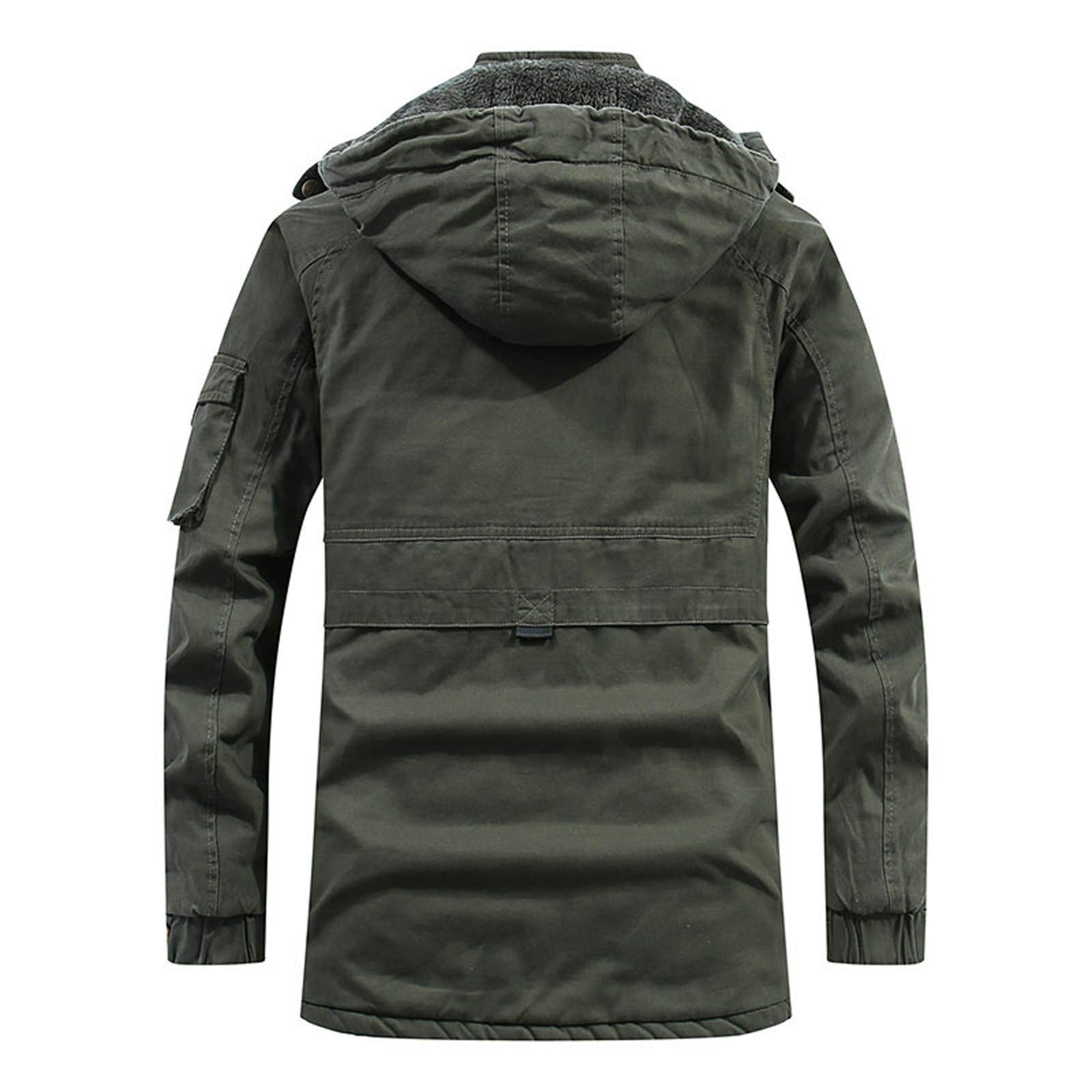 Kobilee Giacca Invernale Uomo Lungo Zip Elegante Cappotto Caldo Vintage in Pile Giubbino Antivento Fodera Moto con Cappuccio Parka Giubbotto Invernale