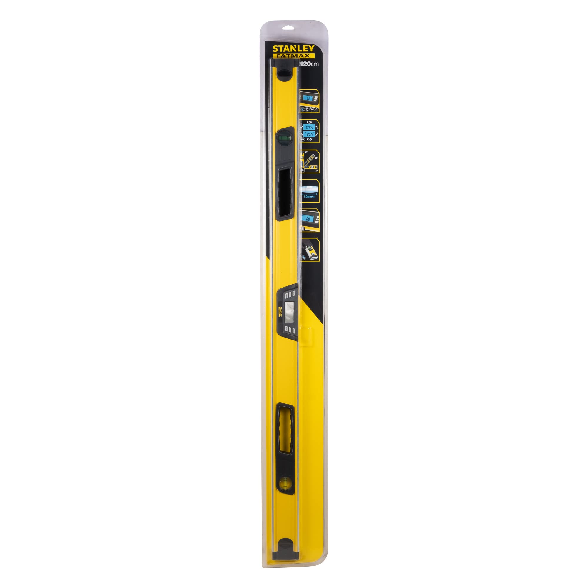 Stanley FatMax digitale Wasserwaage (120 cm, Neigungsmesser, Hohe Messgenauigket und Messbereich, Messung in Grad, Prozent, mm/m) 0-42-086