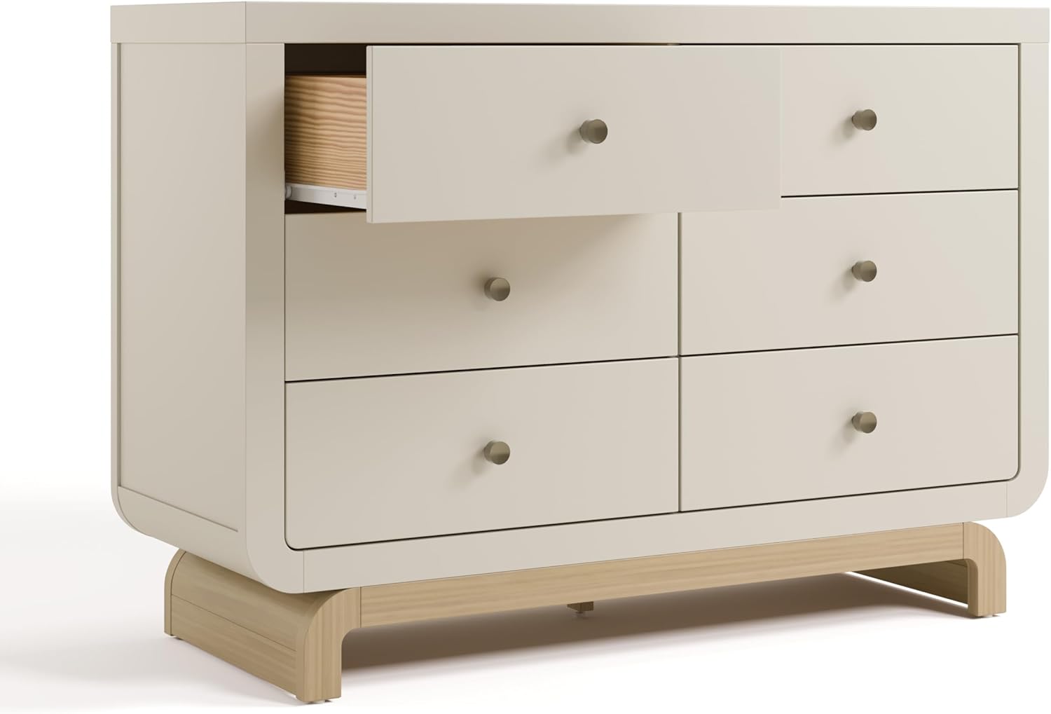 Storkcraft Santorini 6 Drawer Double Dresser (Frosted Oat with Driftwood) - GREENGUARD Gold Certified, Interlocking Drawer System, Dresser Drawer Organizer for Kids Bedroom 6 Drawer Dresser Frosted Oat With Driftwood