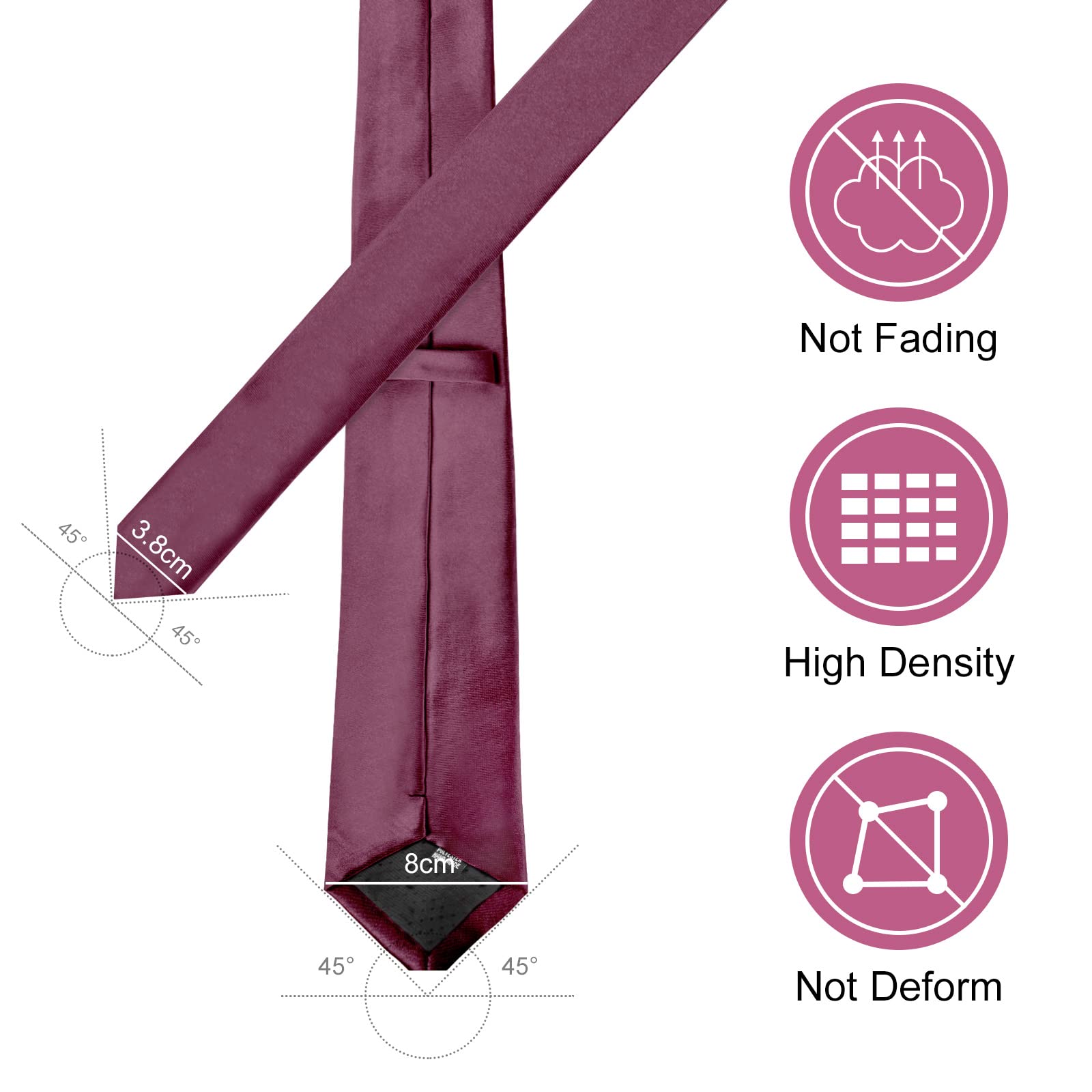 URAQT Cravatta Uomo, Cravatte Slim Uomo Eleganti Neckties, Sottile Tinta Unita Cravatta in Diversi Colori, Cravattino per Lavoro, Festa