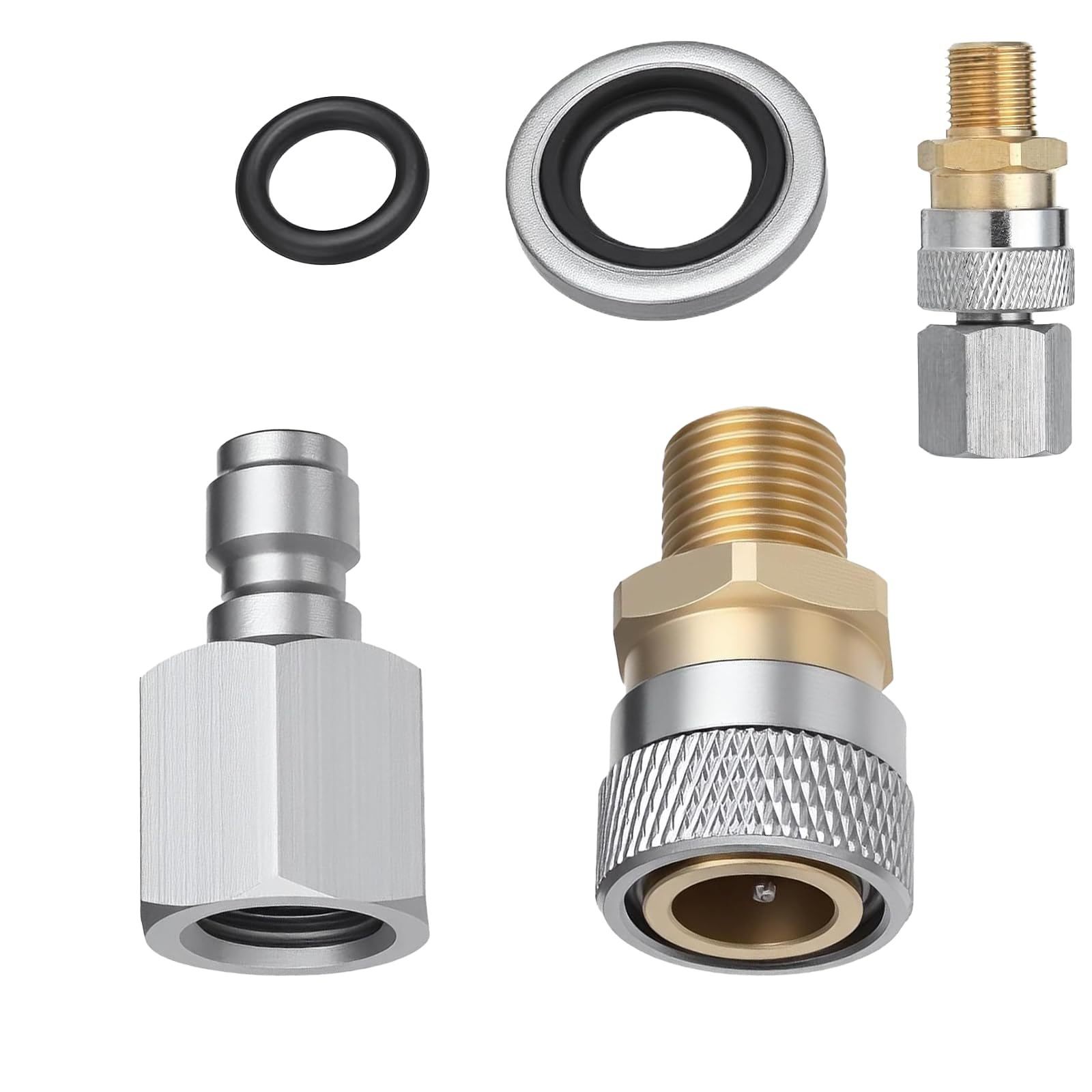 1/8 Inch BSP Quick Release Coupler, 45MPA Pressure Rating BSPP Fittings, Stainless Steel 8mm Quick-Connect Female Connector and Quick-Connect Male Connector