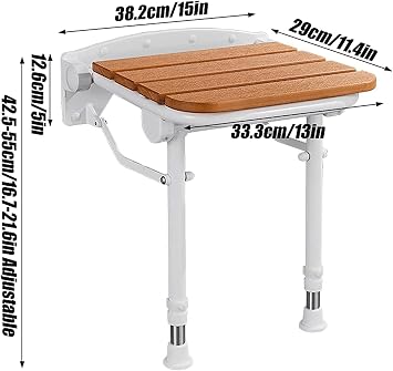 Wall Mounted foldable Shower chair for elderly Shower Chairs For Seniors For Shower Stall Foldable, Shower Seat Bench, Wall-mounted Folding Stool Chair With Rubber Feet Or Bathing, Elderly, Disabled,