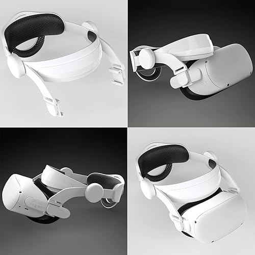 Vista 7 de HUAYUWA Adjustable Head Strap with Head Cushion for Oculus Quest 2 VR Accessories, Replacement for Elite Strap Comfortable Protective Headband
