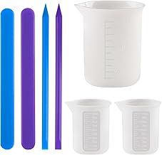 Resin Measuring Cups and Resin Stir Stick Set, 250ml &100ml Silicone Mixing Cups Resin Defoaming Sticks Reusable Mixing Tool Kit for Epoxy Resin Casting, Paint Pouring, Waxing