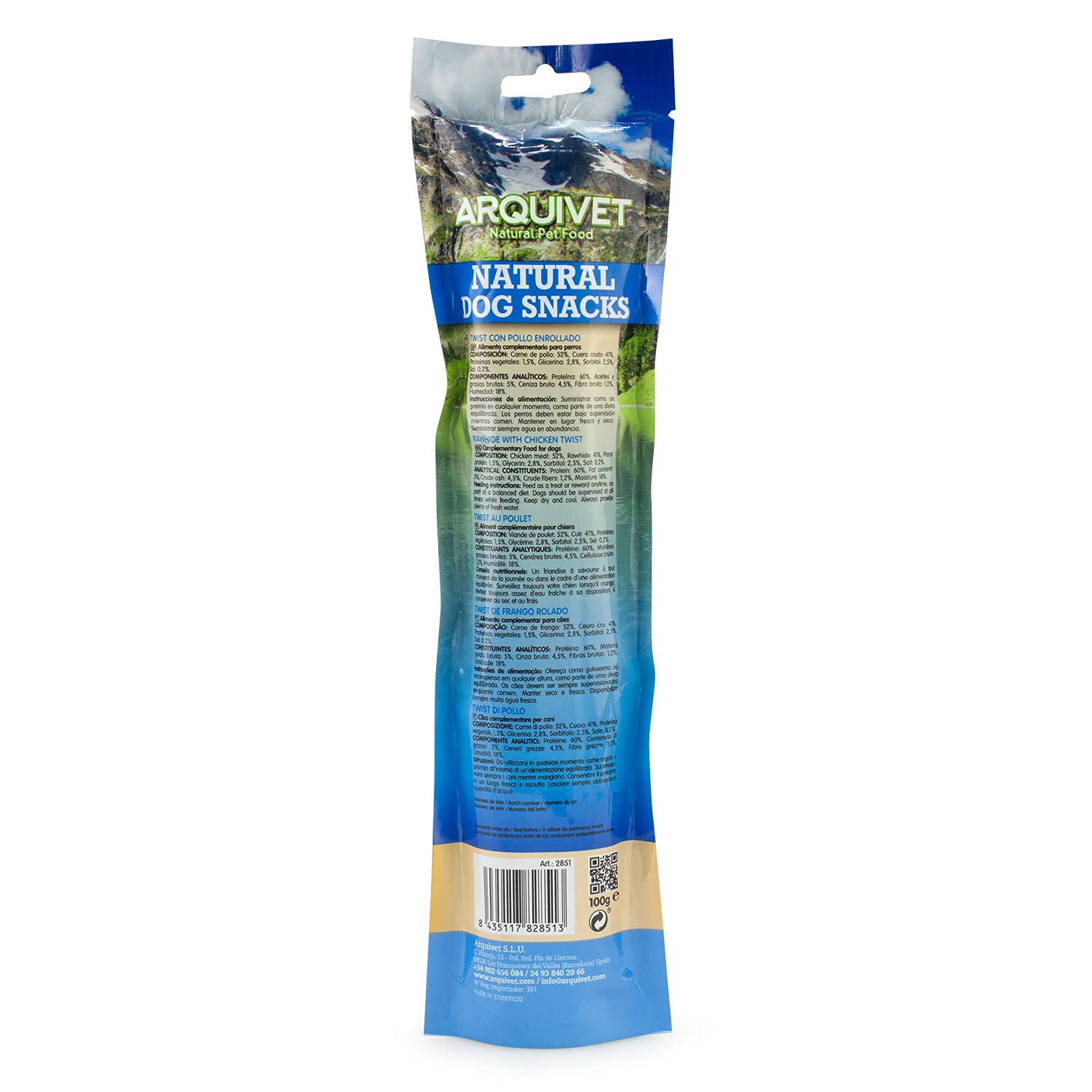 Arquivet Pack 12 Unidades Snacks Twist con Pollo Enrollado 24 cm 100 gr - Natural Dog Snacks - 100% Natural - Chuches, premios, golosinas para Perros - Producto Light - Muy Rico en nutrientes
