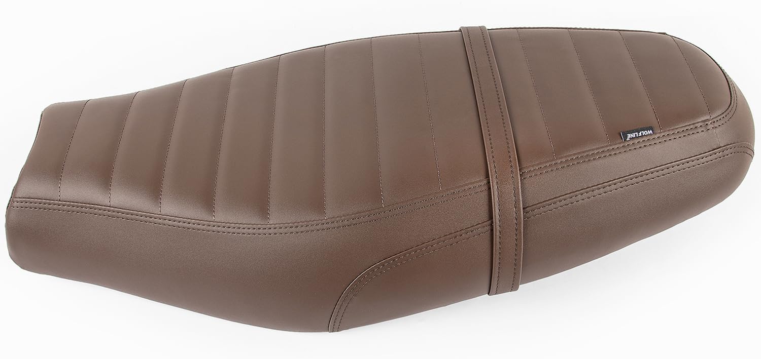 Motorcycle Complete Seat One-Piece Front Driver Rear Passenger Saddle Cushion Pillion Pad Compatible with Street Twin 2016-2022 Speed Twin 900 2023-2024, Brown Stripe