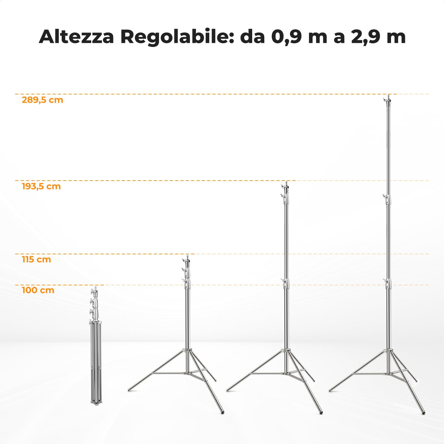 K&F CONCEPT Treppiede luce pneumatico metallo 4m, adattatore 1/4-3/8 | compatibile softbox, luci studio, riflettori, anelli luminosi, portata max 6kg,TL15 K&F CONCEPT Treppiede luce pneumatico metallo 4m, adattatore 1/4-3/8 | compatibile softbox, luci studio, riflettori, anelli luminosi, portata max 6kg,TL15