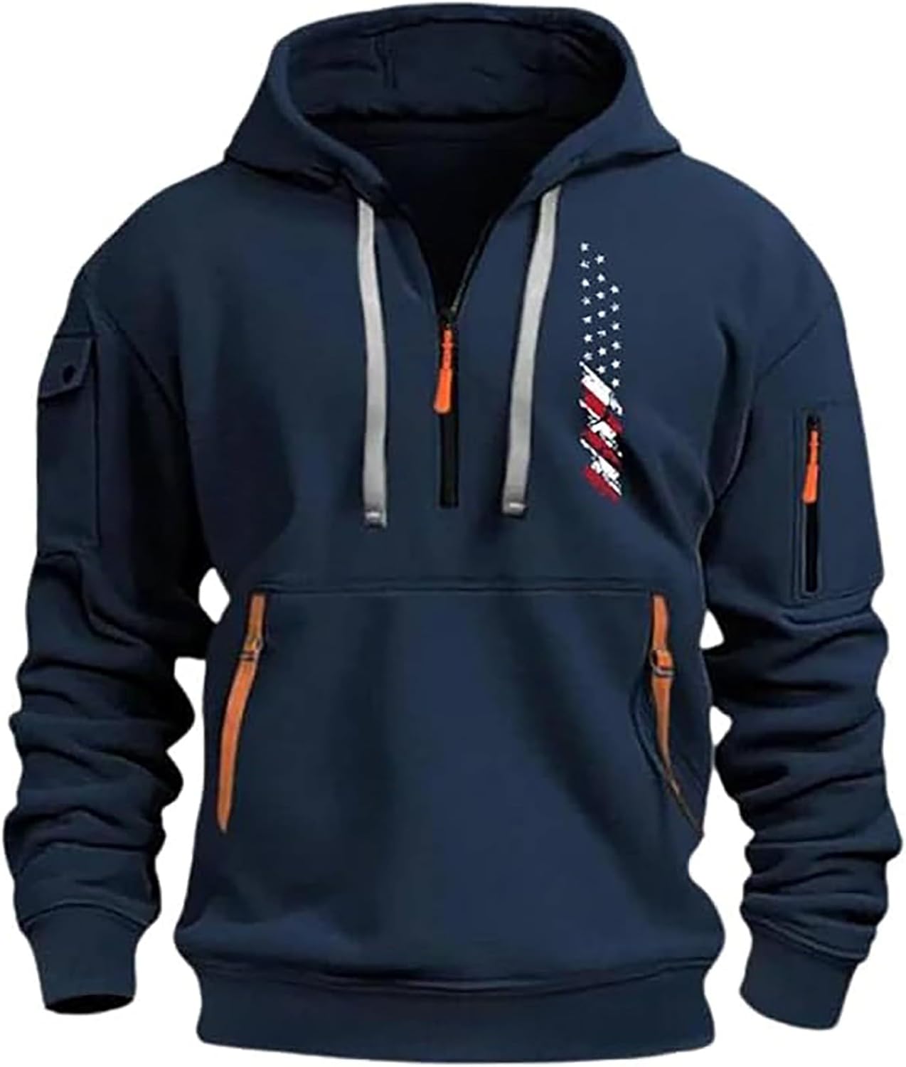 SHAOBGE Tactical Hoodies For Men Quarter Zip Pullover Vintage Workout Hoodies With Pockets Military Tactical Sweatshirt 7-navy 3X-Large - Image 1 of 3
