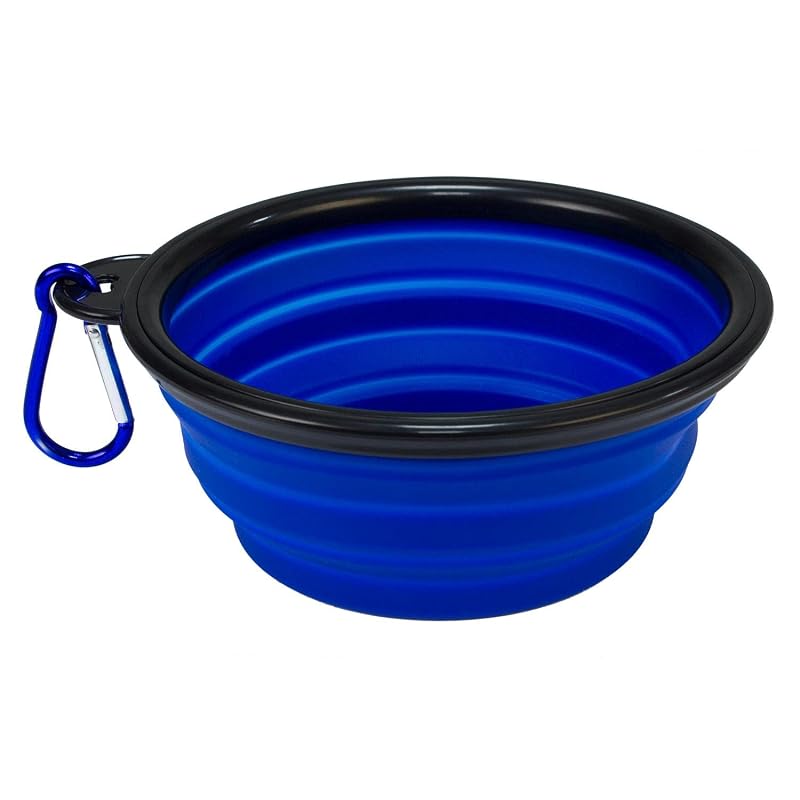 Pote dobrável de silicone para cães e gatos Arquivet Azul com mosquetão – 1 unidade